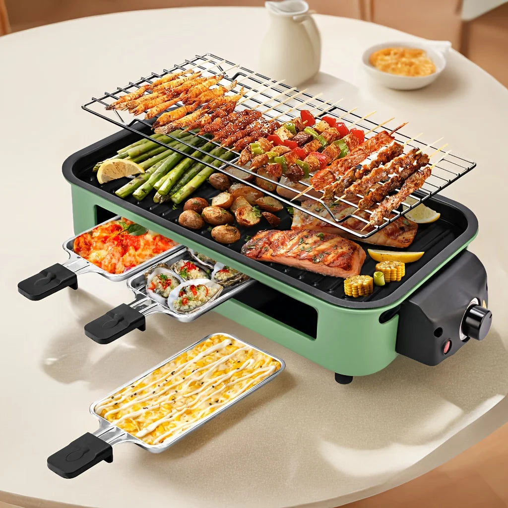 Grill Elettrico Portatile 1500W – Piastra Antiaderente Rimovibile  Acciaio Inox 304, US Plug, Ideale per Barbecue Indoor