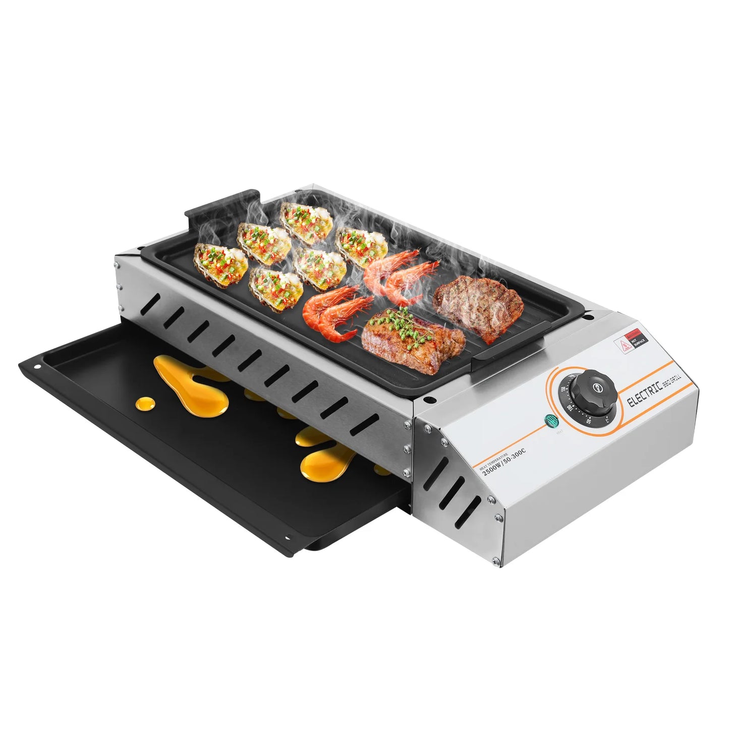 Grill Elettrico 2.5KW – Piastra BBQ ad Alte Prestazioni  Antiaderente, Versatile, Ideale per Grigliate in Famiglia