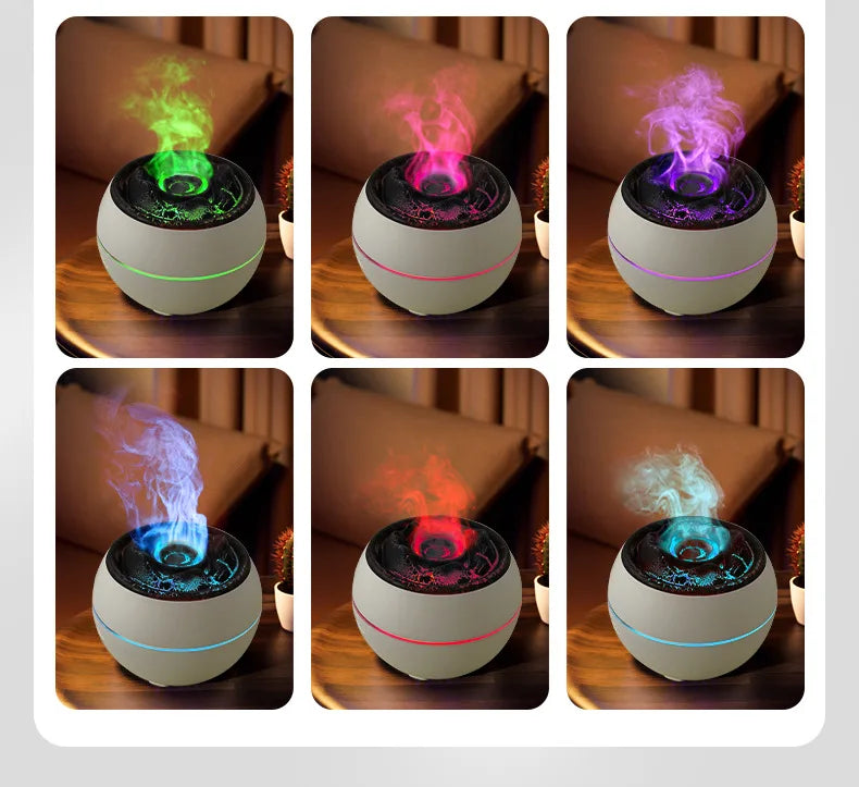Diffusore di Aromi "Fiamma Vulcano" 360ml – Umidificatore Ultrasuoni con Effetto Fuoco per Casa e Relax