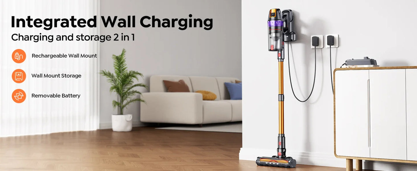 BUTURE VC90 PowerClean™ – Aspirapolvere Smart Senza Fili 600W con Batteria Rimovibile e Spazzola Antiacaro
