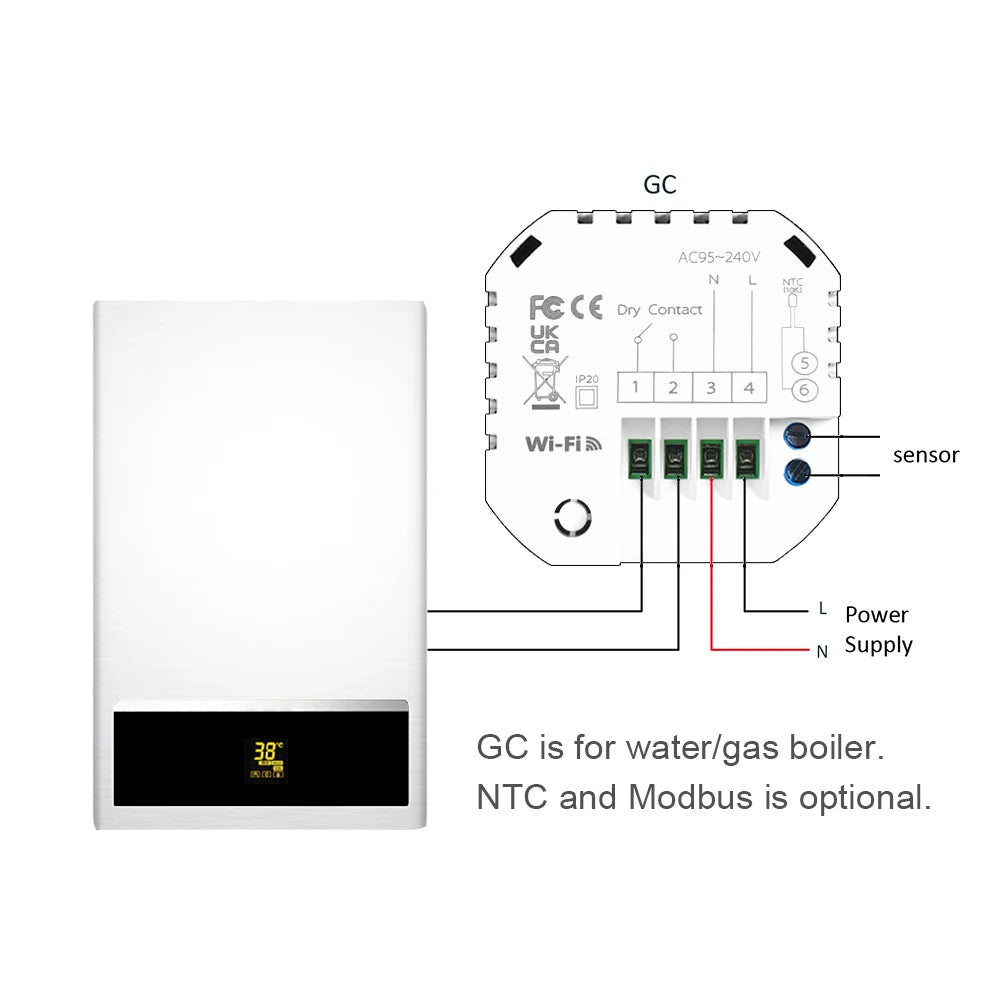 Termostato Wi-Fi Programmabile Smart – Controllo Vocale e App per Caldaie Acqua/Gas
