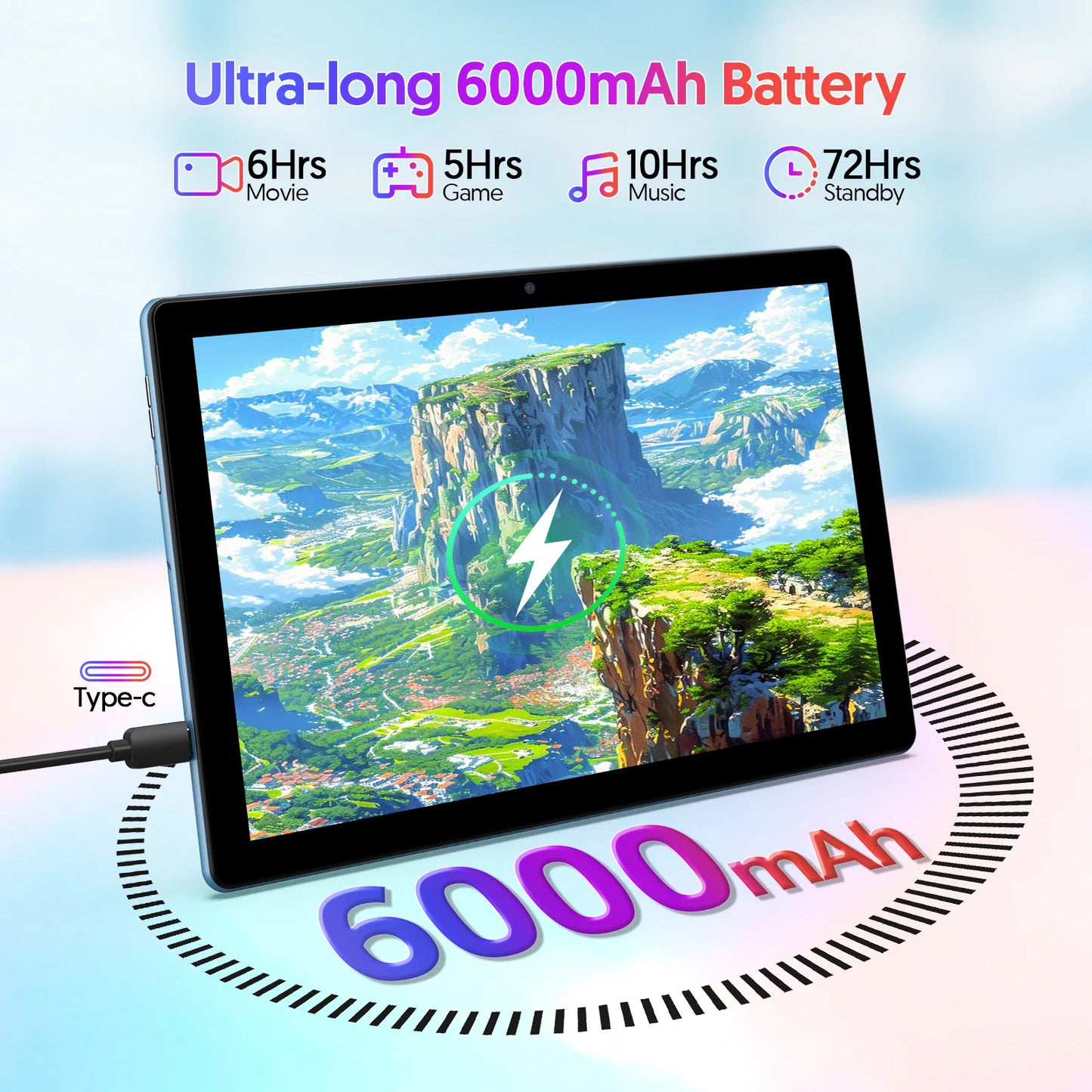 Tablet Android 15 da 10" - 12GB RAM 64GB ROM con Tastiera, Processore Quad-Core e WiFi 5G