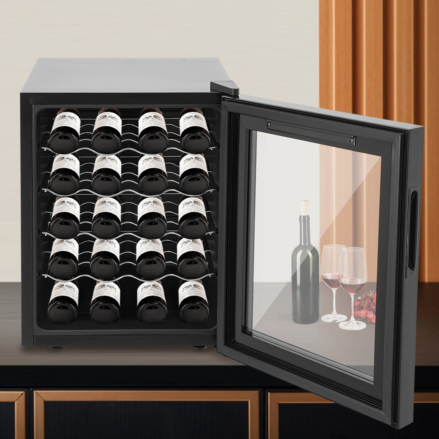 Cantinetta Vino 48L – 20 Bottiglie, Controllo Intelligente 12-18°C, Display LED, Frigorifero Freestanding per Bar Domestico