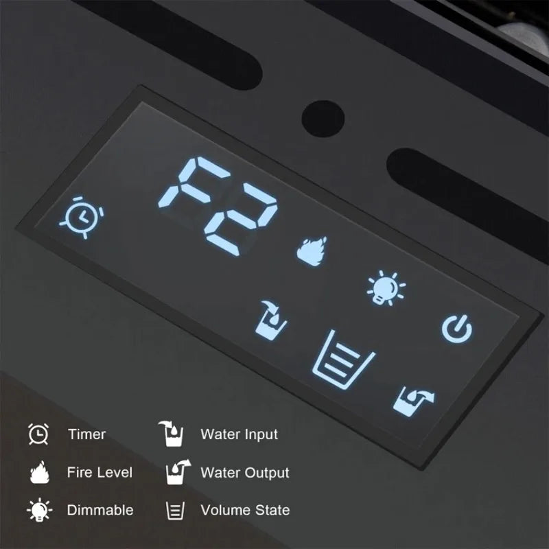 Camino Elettrico 3D a Vapore con LED Fiamma Realistica, Umidificatore, Suono Legna Scoppiettante – Design da Parete per Smart Home e TV Wall