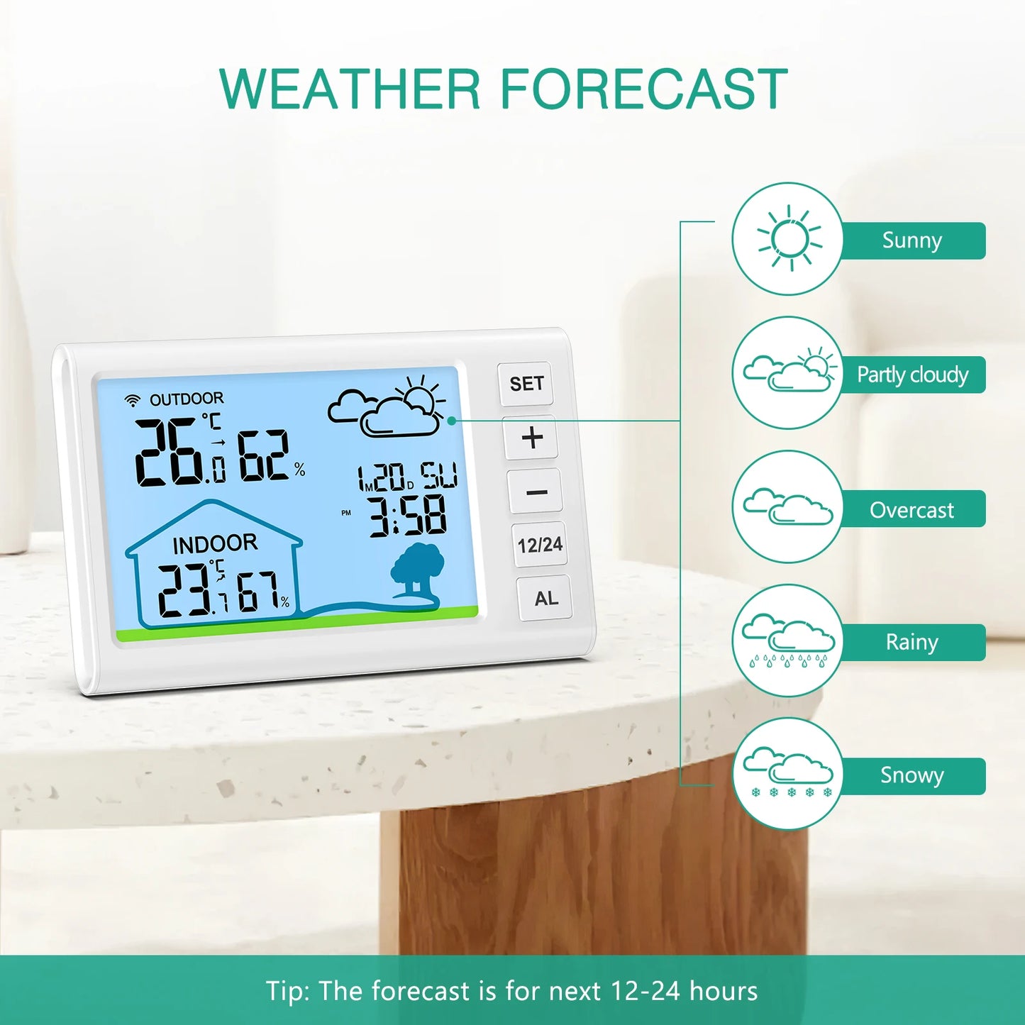 Stazione Meteo Digitale ORIA – Termometro e Igrometro Wireless con Orologio