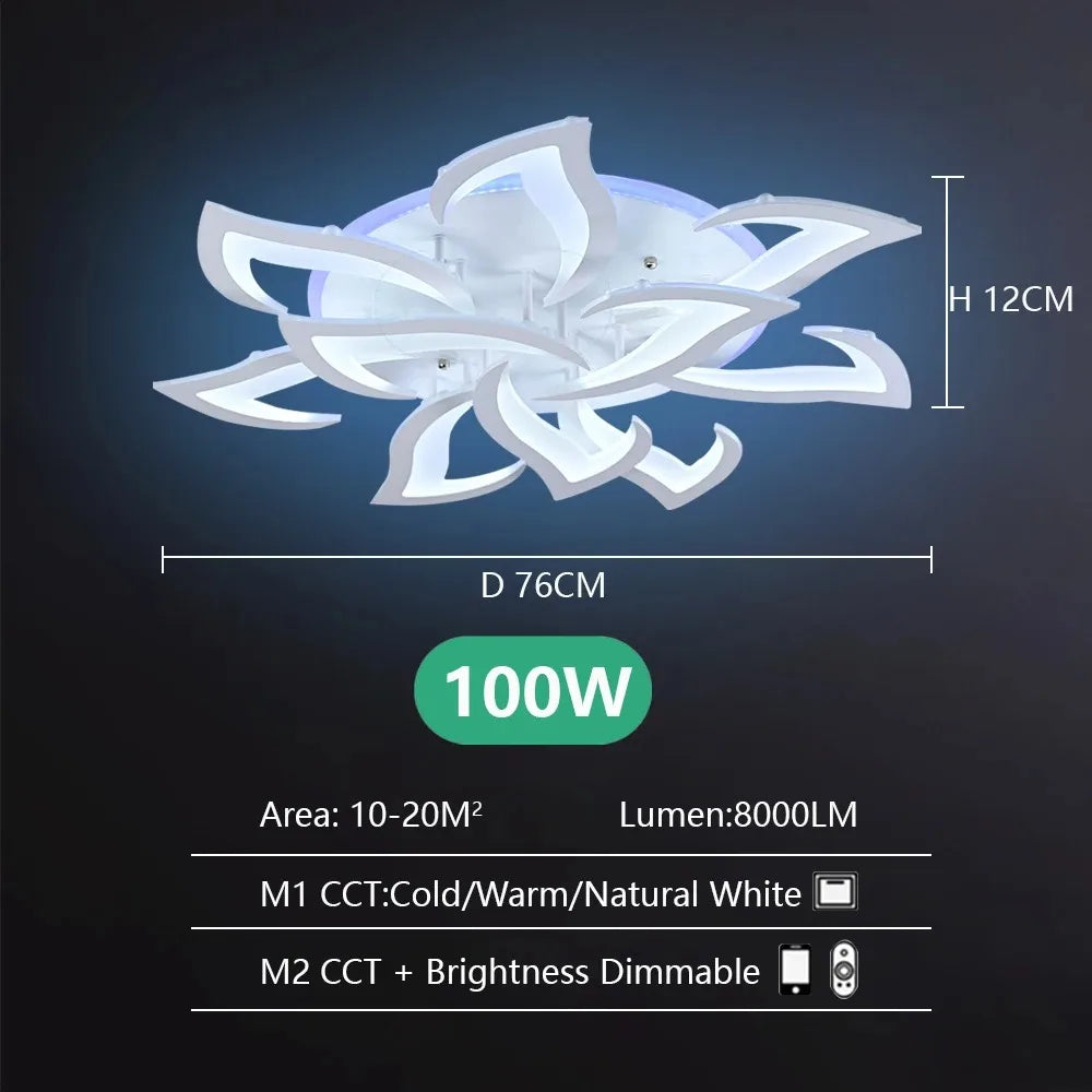 Lampada da Soffitto LED IRALAN Design Fiore - Dimmerabile con Telecomando, Luce RGB Colorata, Moderna per Camera da Letto