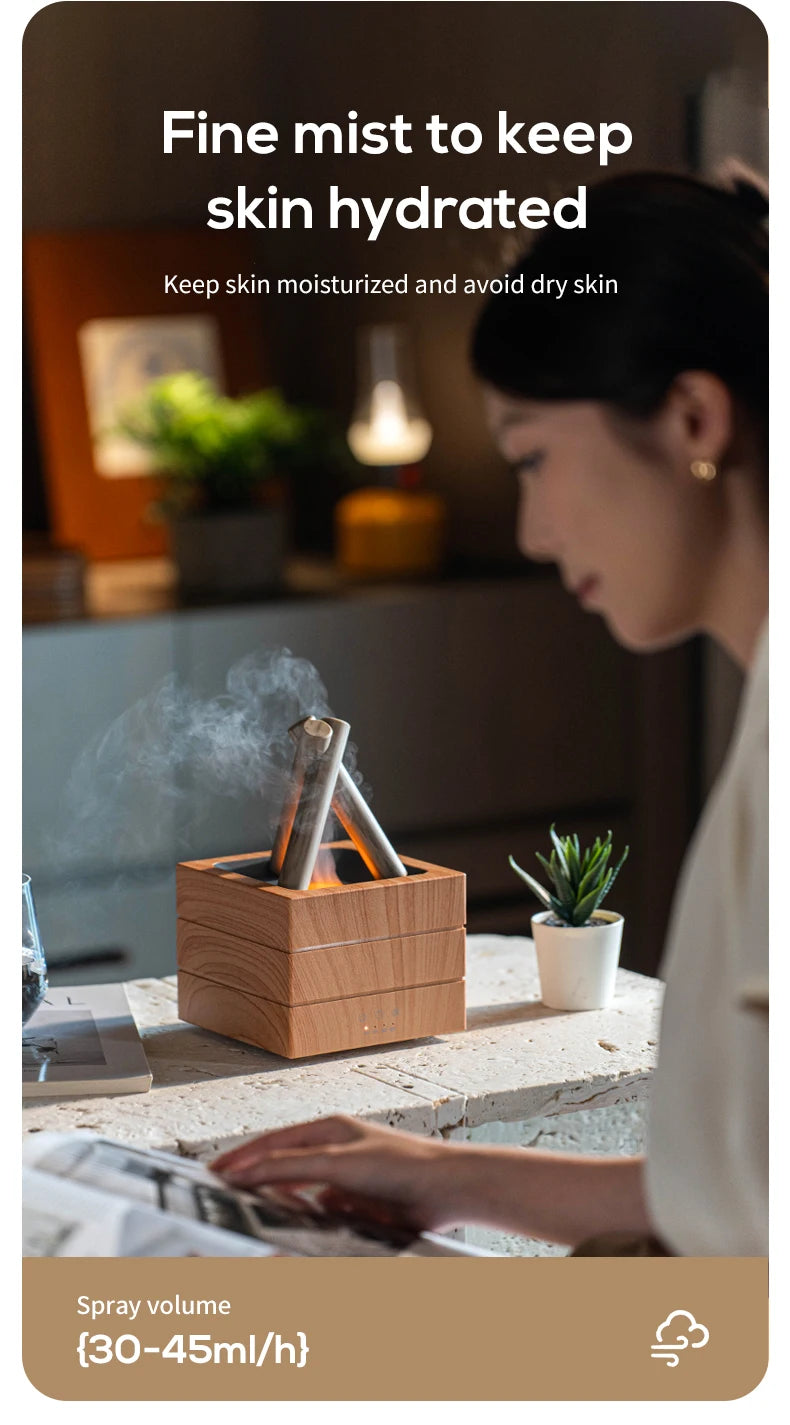 Diffusore di Aromi "Bonfire LED" – Umidificatore Ultrasuoni con Effetto Fiamma Simulata e Luce Atmosferica per Oli Essenziali