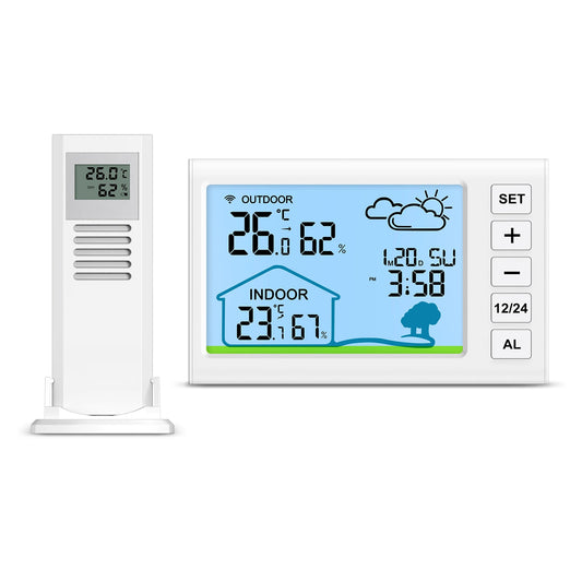 Stazione Meteo Digitale ORIA – Termometro e Igrometro Wireless con Orologio