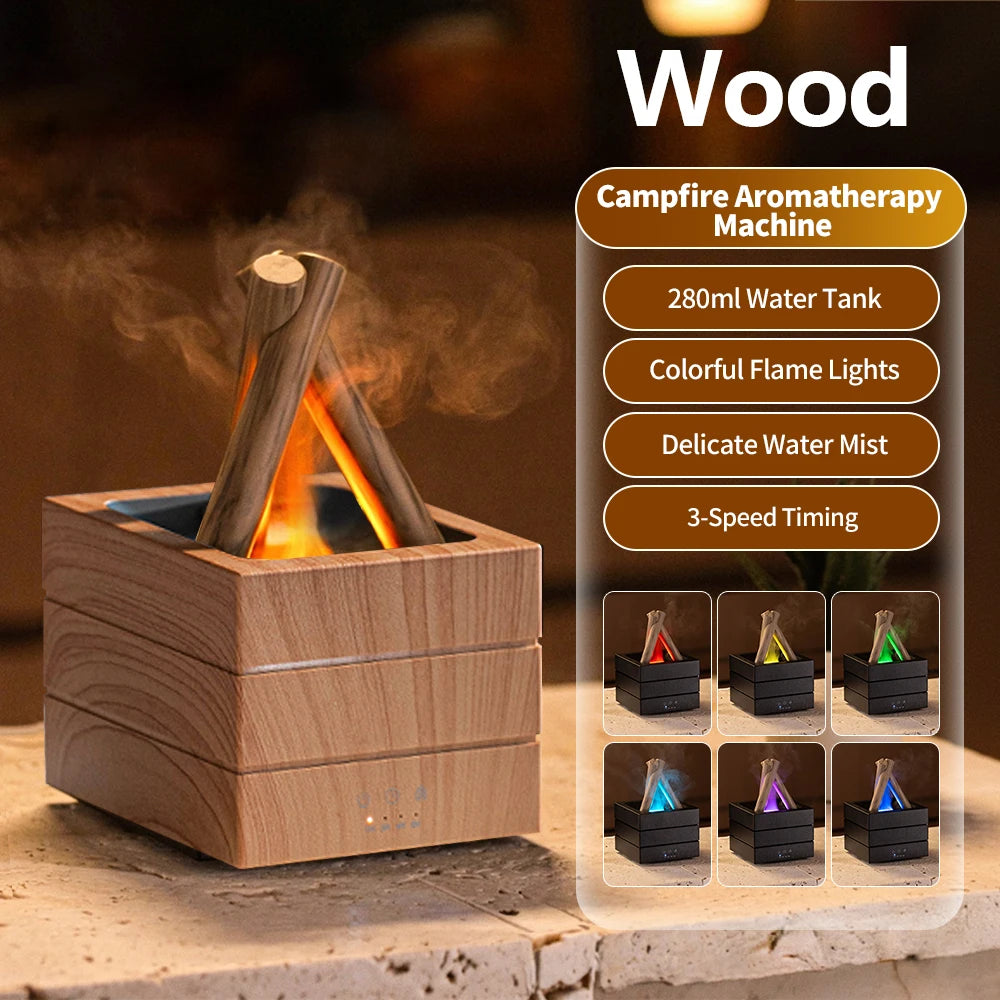 Diffusore di Aromi "Bonfire LED" – Umidificatore Ultrasuoni con Effetto Fiamma Simulata e Luce Atmosferica per Oli Essenziali