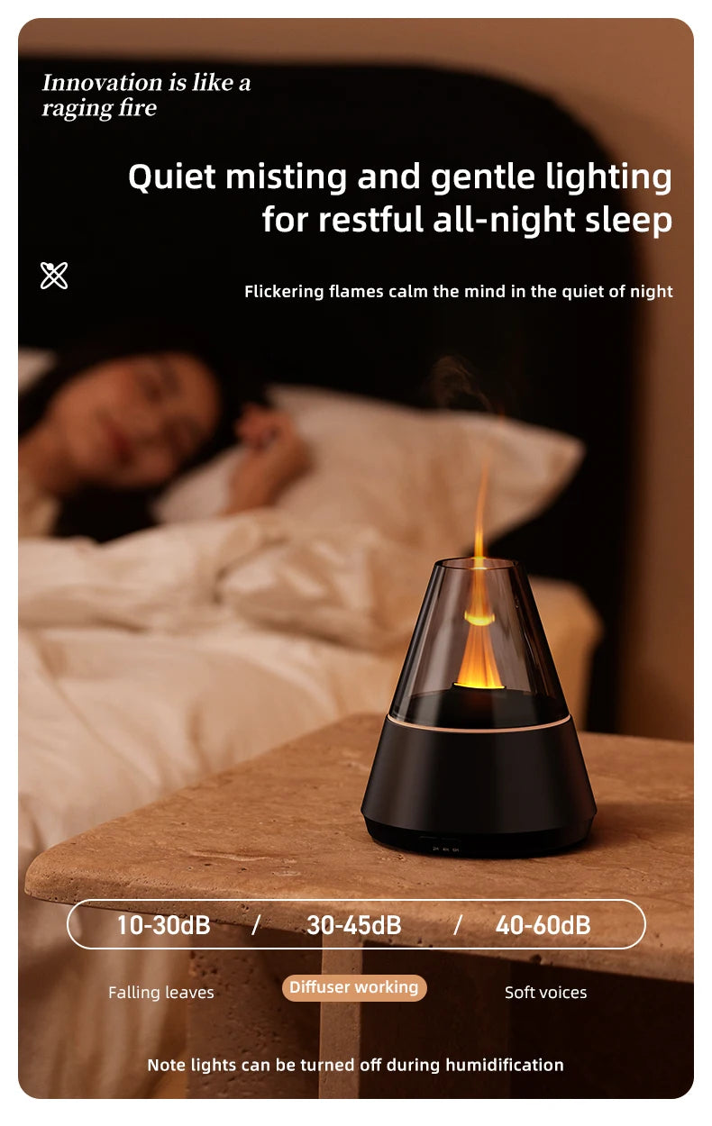 Diffusore di Aromi "Bonfire LED" – Umidificatore Ultrasuoni con Effetto Fiamma Simulata e Luce Atmosferica per Oli Essenziali