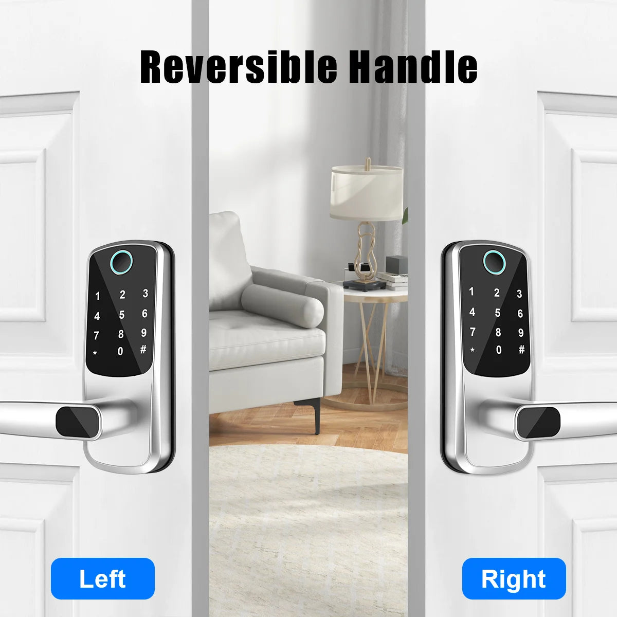 TTLOCK Titan™ – Serratura Smart WiFi con Impronta, Codice, Card, Chiave e Ricarica USB d’Emergenza