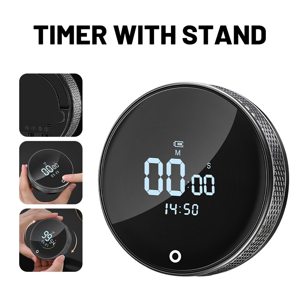 Timer Digitale Magnetico da Cucina con Display LED - Rotante, Allarme Regolabile per Cucina e Studio