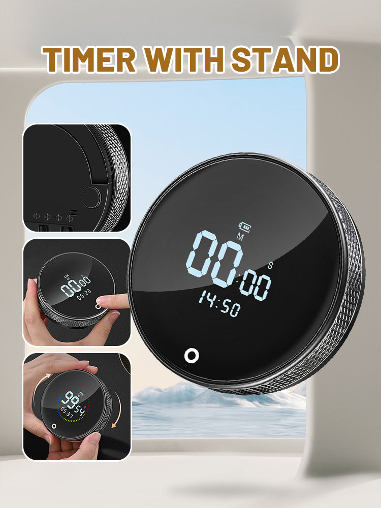 Timer Digitale Magnetico da Cucina con Display LED - Rotante, Allarme Regolabile per Cucina e Studio