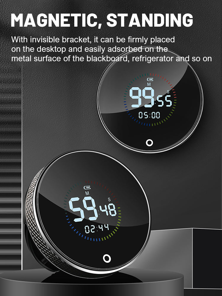 Timer Digitale Magnetico da Cucina con Display LED - Rotante, Allarme Regolabile per Cucina e Studio