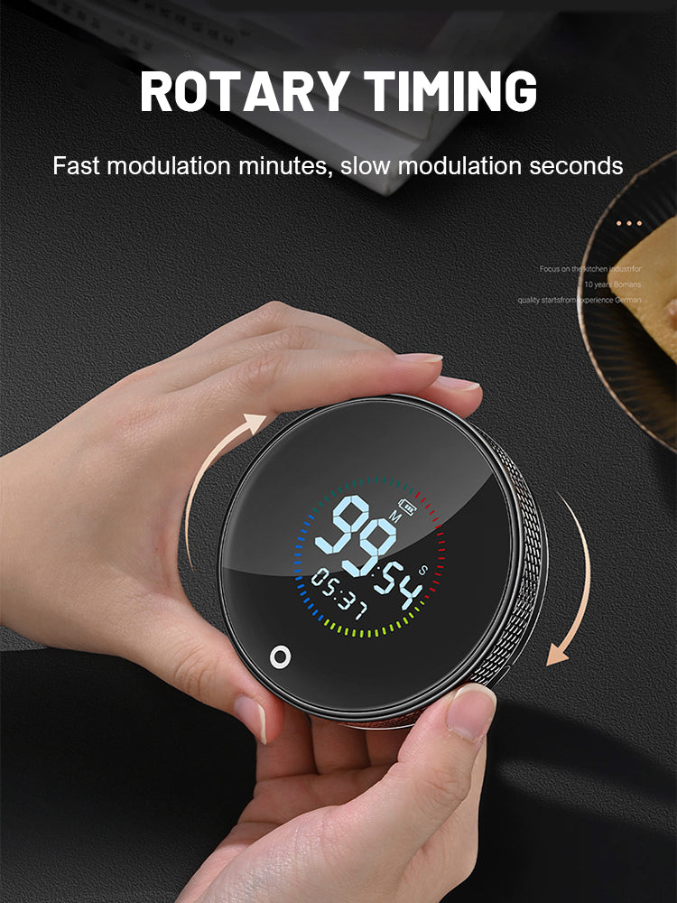 Timer Digitale Magnetico da Cucina con Display LED - Rotante, Allarme Regolabile per Cucina e Studio