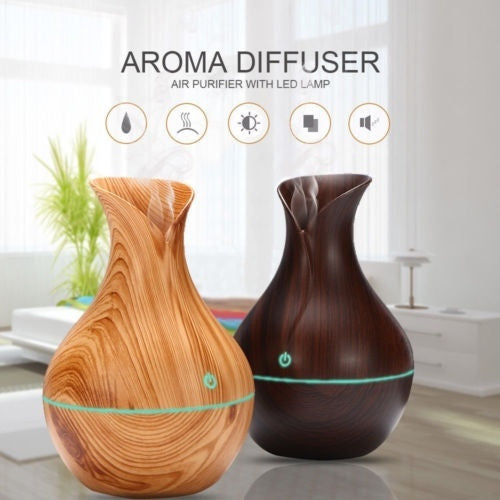 Umidificatore a Ultrasuoni in Legno – Diffusore Aromi e Oli Essenziali per Aromaterapia, Silenzioso e Elegante