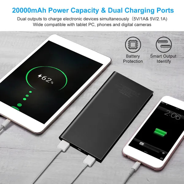 Power Bank 20000mAh Ultra-Sottile - Caricabatterie Portatile Universale
