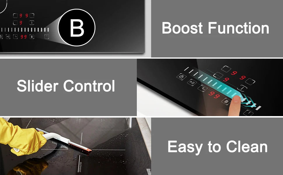 Piano Cottura a Induzione Karinear 60cm 4 Zone con Flexzone, Slider Control e Booster 7200W