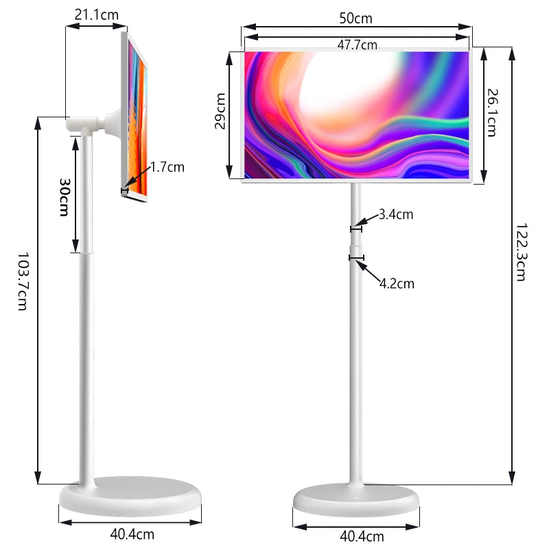 Smart TV Portatile 21.5" Android Touch Screen Full HD | Regolabile in Altezza | Batteria 8000mAh | Fotocamera 13MP