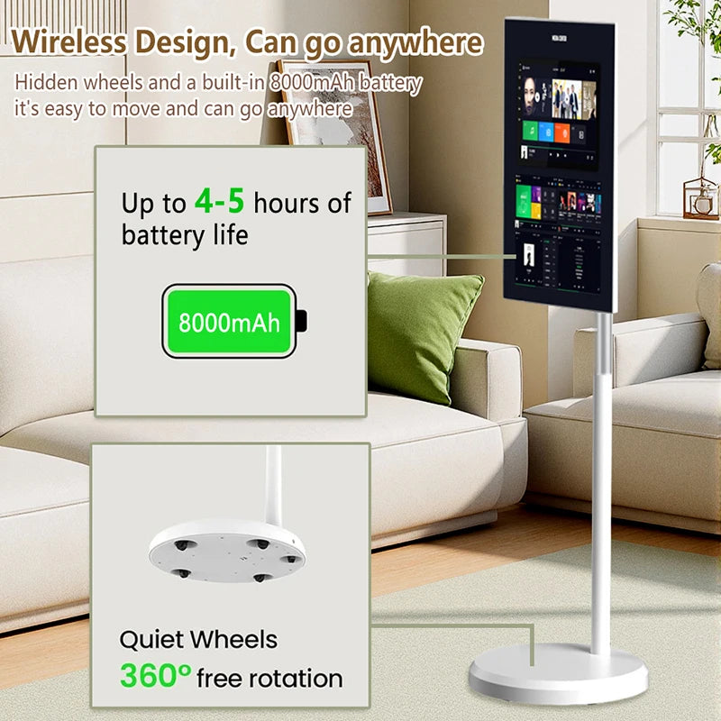 Smart TV Portatile 21.5" Android Touch Screen Full HD | Regolabile in Altezza | Batteria 8000mAh | Fotocamera 13MP