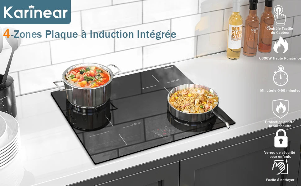 🍳 Piano Cottura Karinear 4 Fuochi – Eleganza, Sicurezza e Precisione