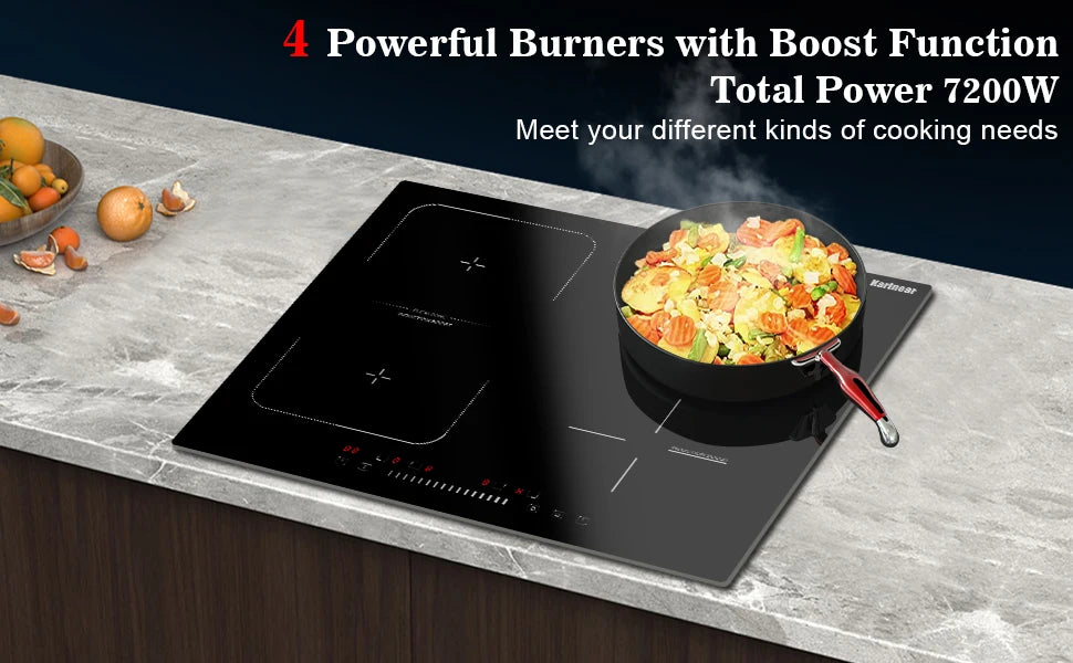 Piano Cottura a Induzione Karinear 60cm 4 Zone con Flexzone, Slider Control e Booster 7200W