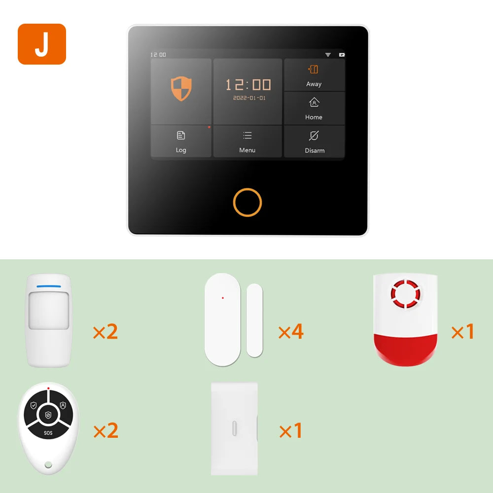 Kit Allarme Casa WiFi Smart con Display Touch 4.3" - Sistema Antifurto Wireless Tuya con 10 Lingue e Controllo App