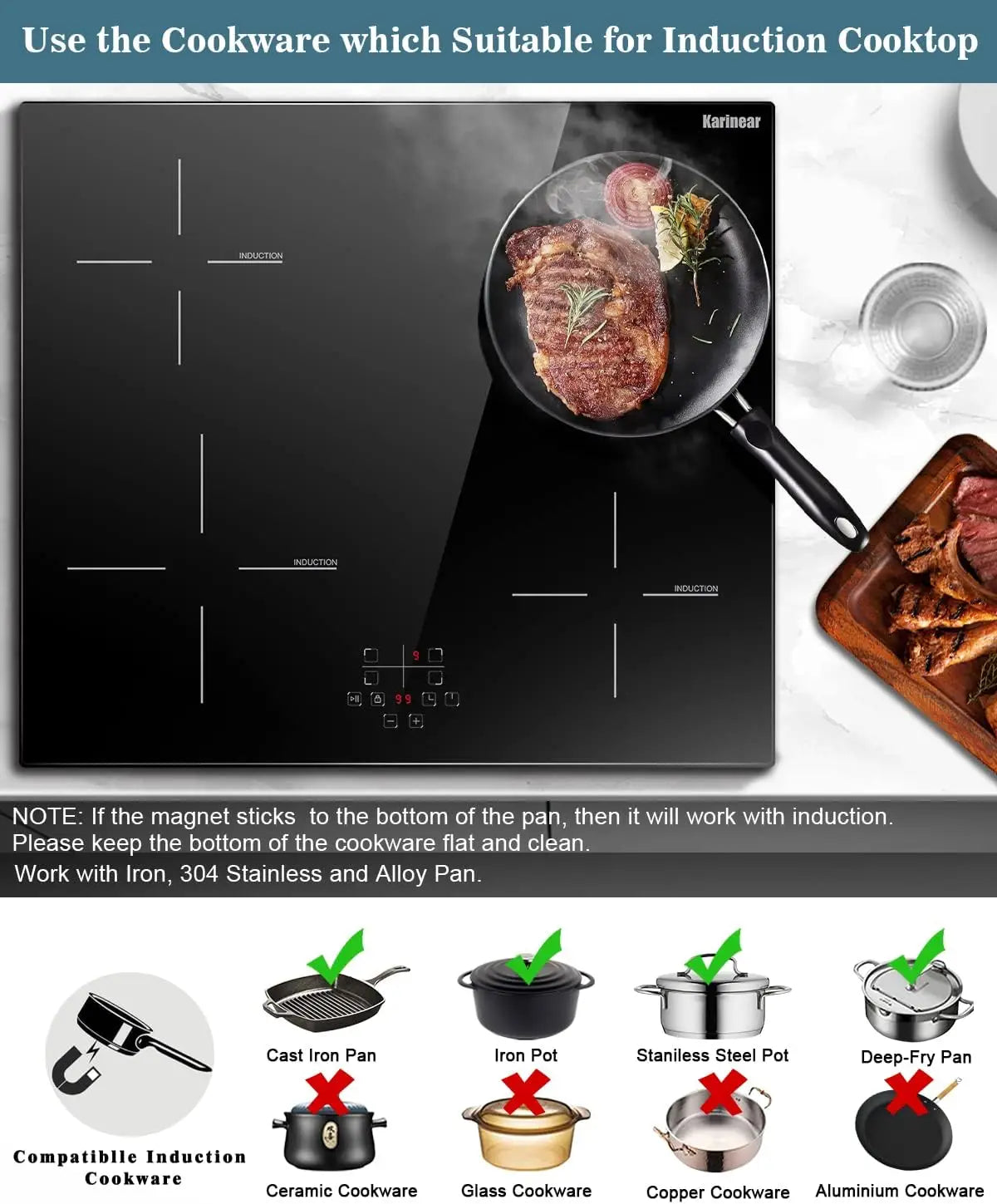 🍳 Piano Cottura Karinear 4 Fuochi – Eleganza, Sicurezza e Precisione