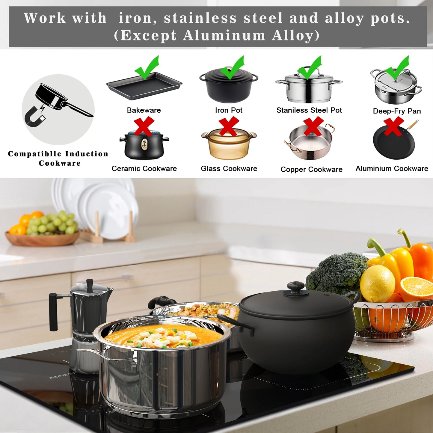 Piano Cottura a Induzione Karinear 60cm 4 Zone con Flexzone, Slider Control e Booster 7200W