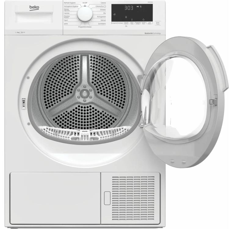 Asciugatrice BEKO DRX927WN 9 kg – Pompa di Calore, Classe A++, Inverter, Smart Touch, Display Digitale