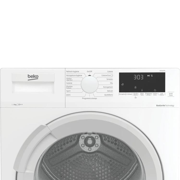 Asciugatrice BEKO DRX927WN 9 kg – Pompa di Calore, Classe A++, Inverter, Smart Touch, Display Digitale