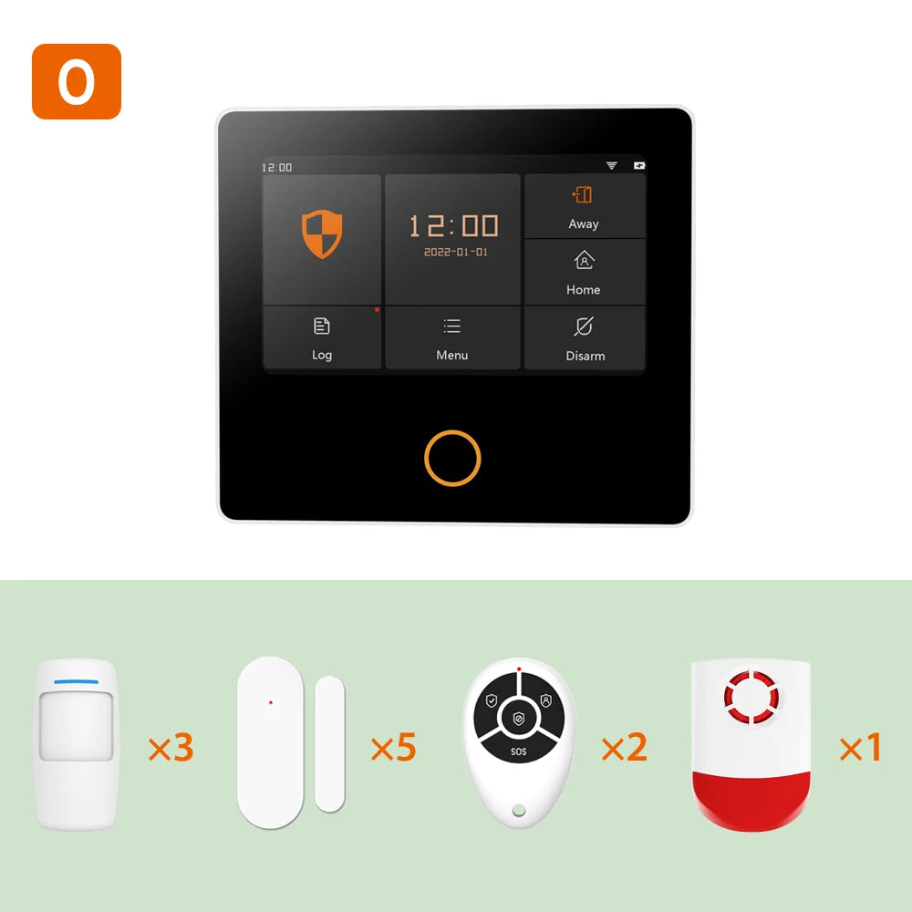 Kit Allarme Casa WiFi Smart con Display Touch 4.3" - Sistema Antifurto Wireless Tuya con 10 Lingue e Controllo App