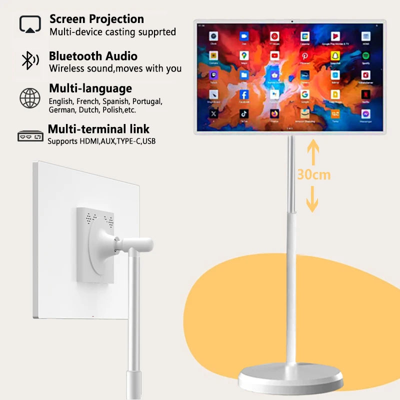 Smart TV Portatile 21.5" Android Touch Screen Full HD | Regolabile in Altezza | Batteria 8000mAh | Fotocamera 13MP