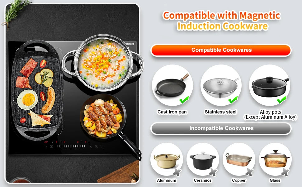 Piano Cottura a Induzione Karinear 60cm 4 Zone con Flexzone, Slider Control e Booster 7200W