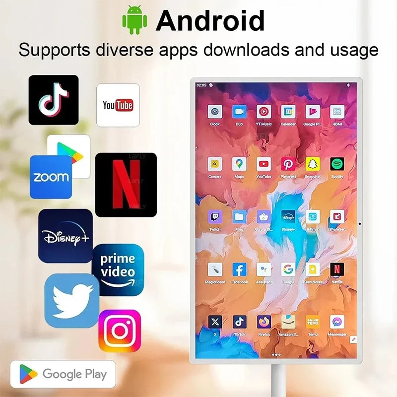 Smart TV Portatile 21.5" Android Touch Screen Full HD | Regolabile in Altezza | Batteria 8000mAh | Fotocamera 13MP