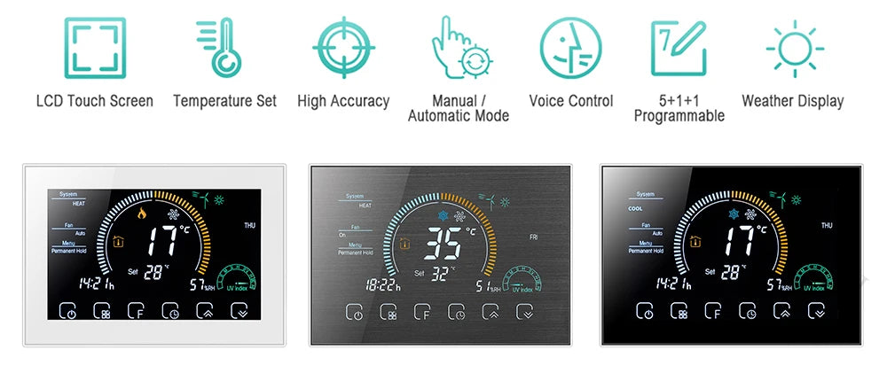 🏠 Termostato Smart Wi-Fi TUYA con Schermo a Colori – Controllo Intelligente per Clima Perfetto