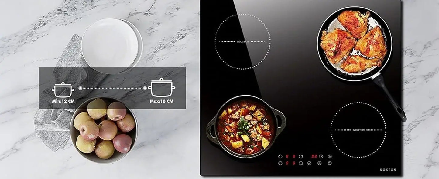 Piano Cottura a Induzione NOXTON 60cm 4 Zone Touch con Timer e Blocco Sicurezza