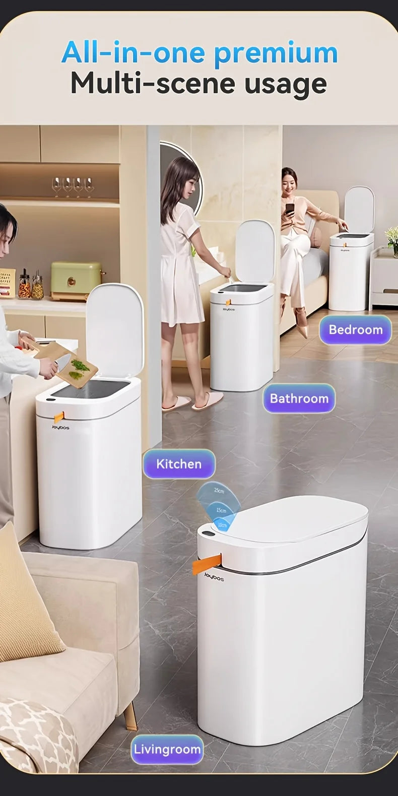 Pattumiera Intelligente con Sensore Automatico - Cestino Bagno Impermeabile con Dispenser Sacchetti