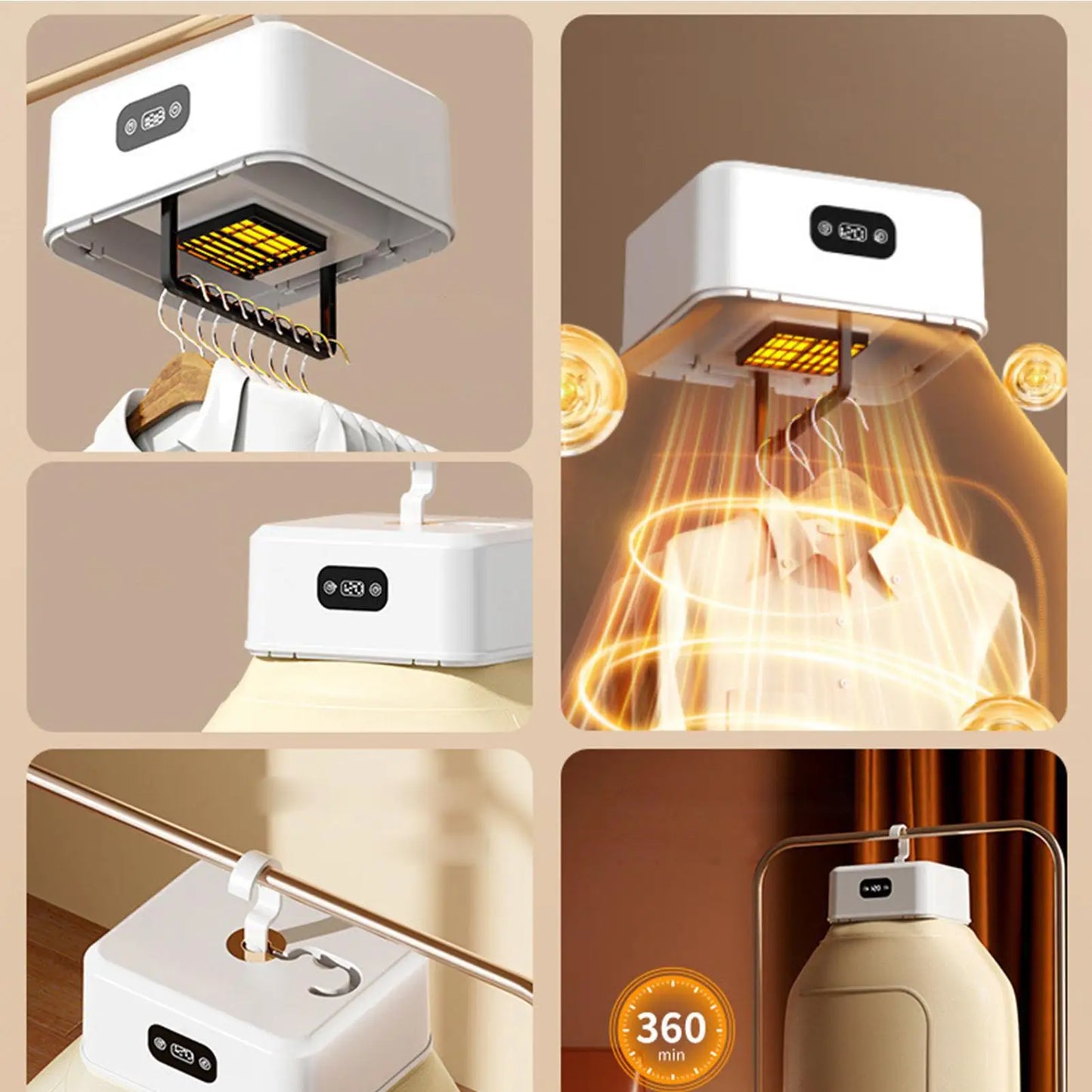 Stendibiancheria Elettrico Portatile Salvaspazio Multifunzionale per Asciugatura Rapida Biancheria