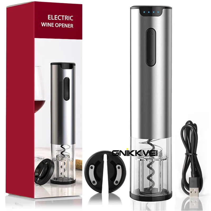 Cavatappi Elettrico Automatico Ricaricabile - Apribottiglie Vino con Tagliacapsule in Acciaio Inox