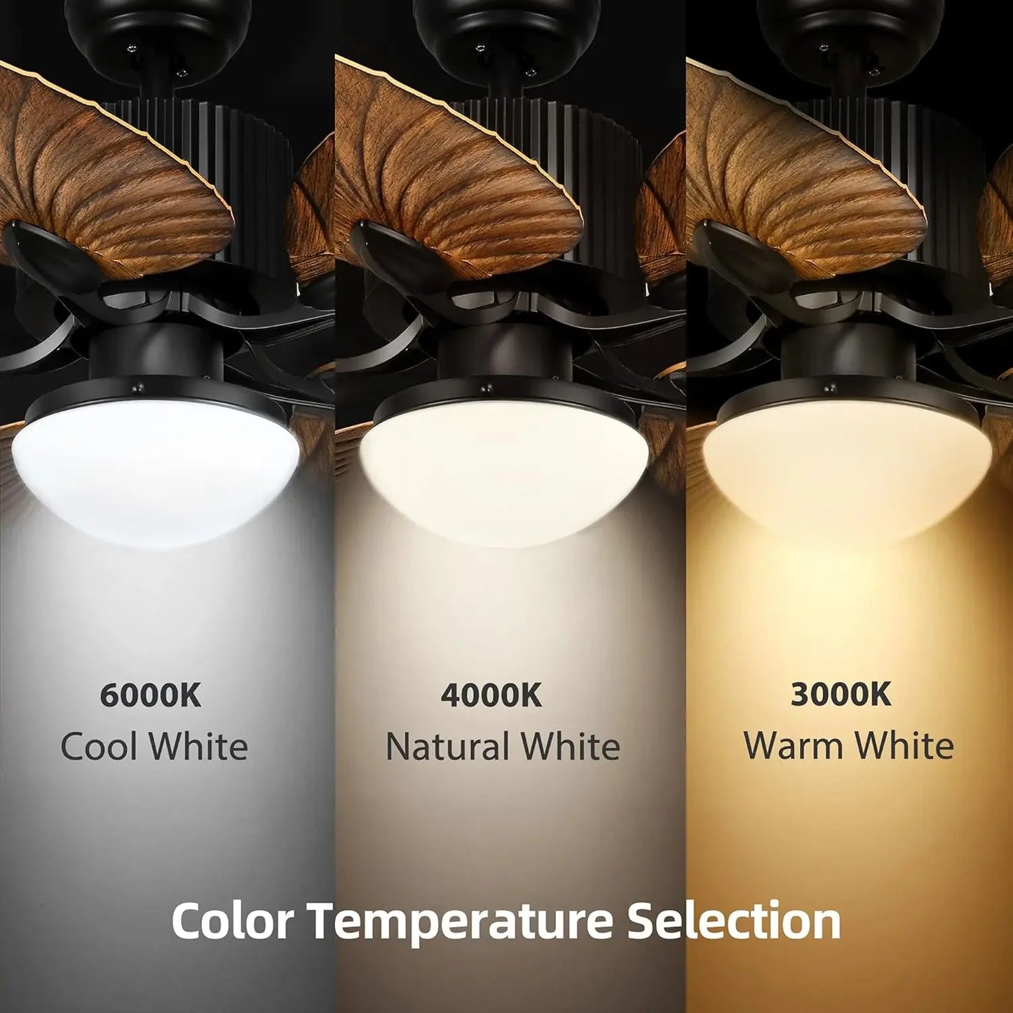 Ventilatore da Soffitto Tropicale per Esterni - 5 Pale a Foglia di Palma, Dimmerabile, Efficiente per Portico e Veranda