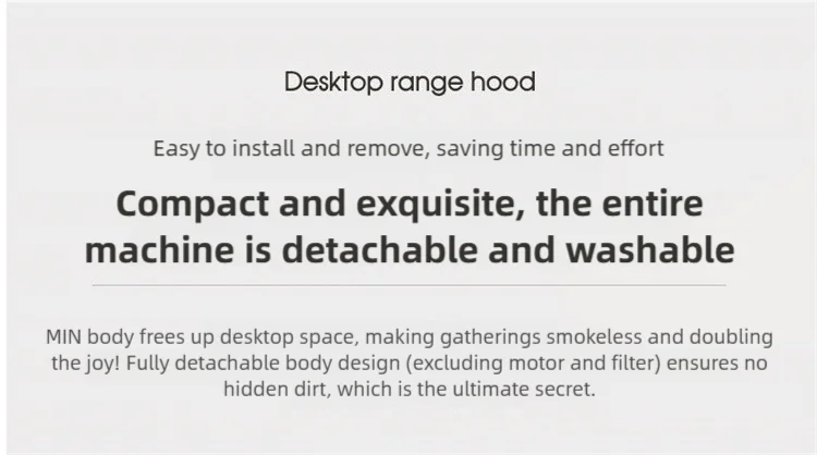 Mini Cappa Aspirante da Tavolo - Purificatore Portatile per Cucina, Ristorante, Hotpot e Barbecue