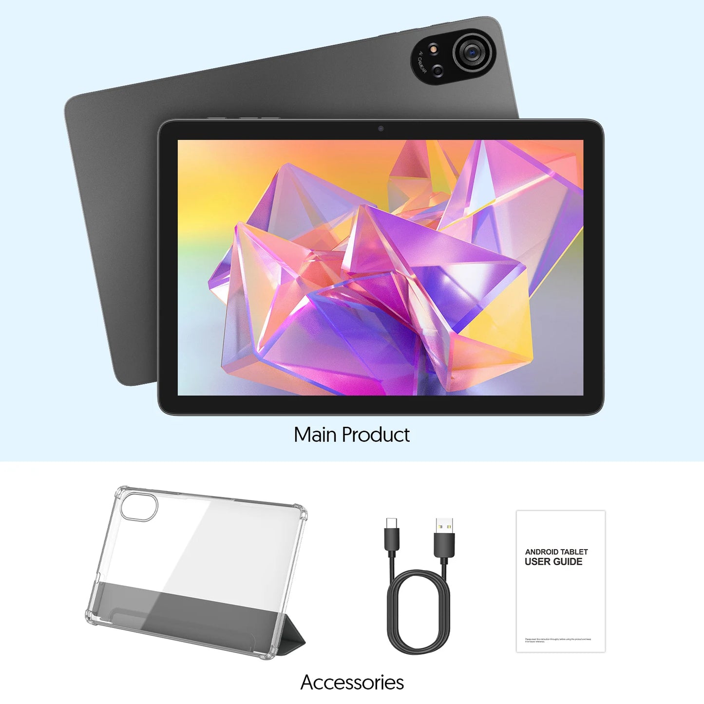 Tablet Android 15 BAKEN 10" - 24GB RAM 128GB ROM, Processore Penta-Core, WiFi 5G, Batteria 8000mAh