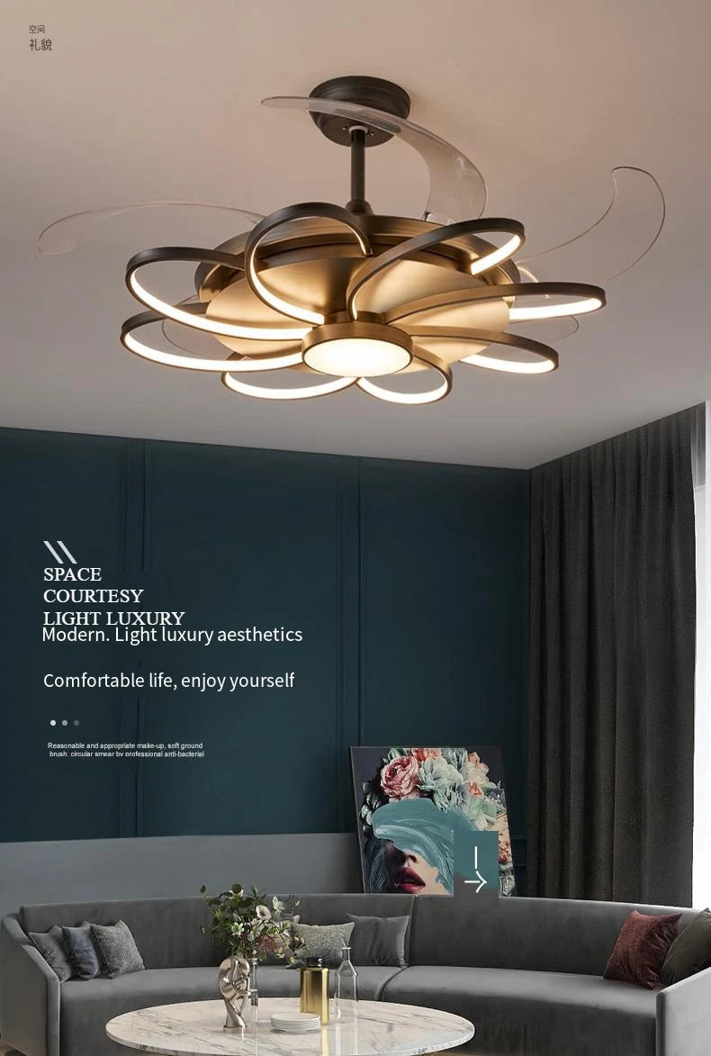 Ventilatore da Soffitto LED Nordico con Telecomando - Design Elegante per Camera da Letto, Sala da Pranzo e Ristorante