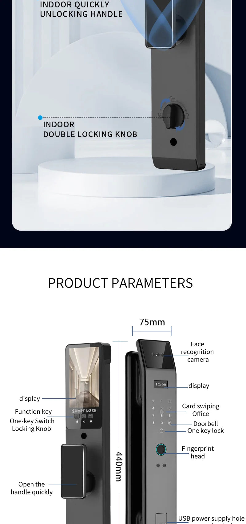 Serratura Smart WiFi con Riconoscimento Facciale 3D e Telecamera Integrata