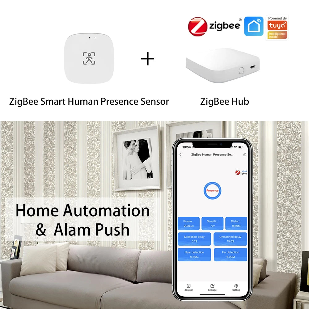 Sensore di Presenza Umana Smart Radar mmWave Zigbee/WiFi con Rilevamento Luminosità Tuya