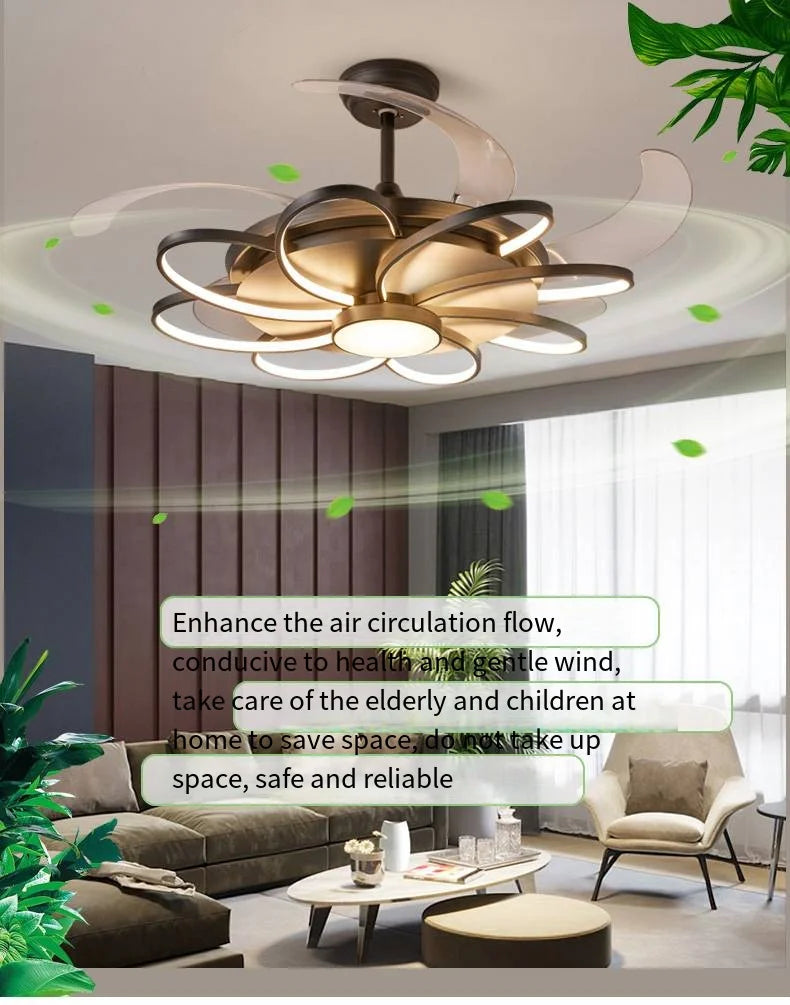Ventilatore da Soffitto LED Nordico con Telecomando - Design Elegante per Camera da Letto, Sala da Pranzo e Ristorante