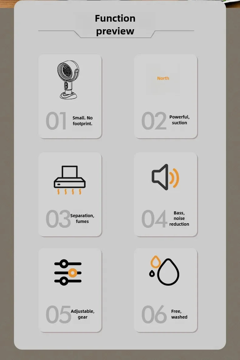 Mini Cappa Aspirante da Tavolo TINSOL - Purificatore Aria con Sterilizzazione e Ricarica USB