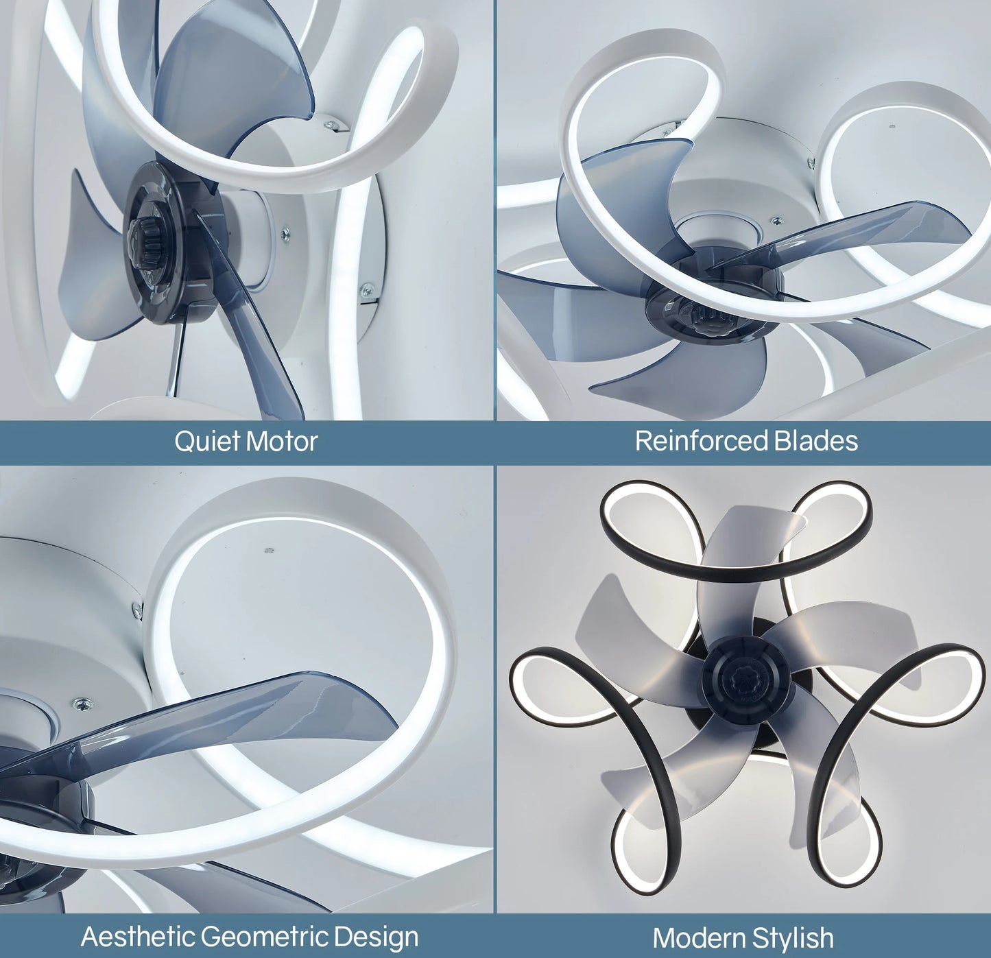 Ventilatore da Soffitto Decorativo con Lampada - Motore Reversibile, Design Moderno per Soggiorno e Cucina