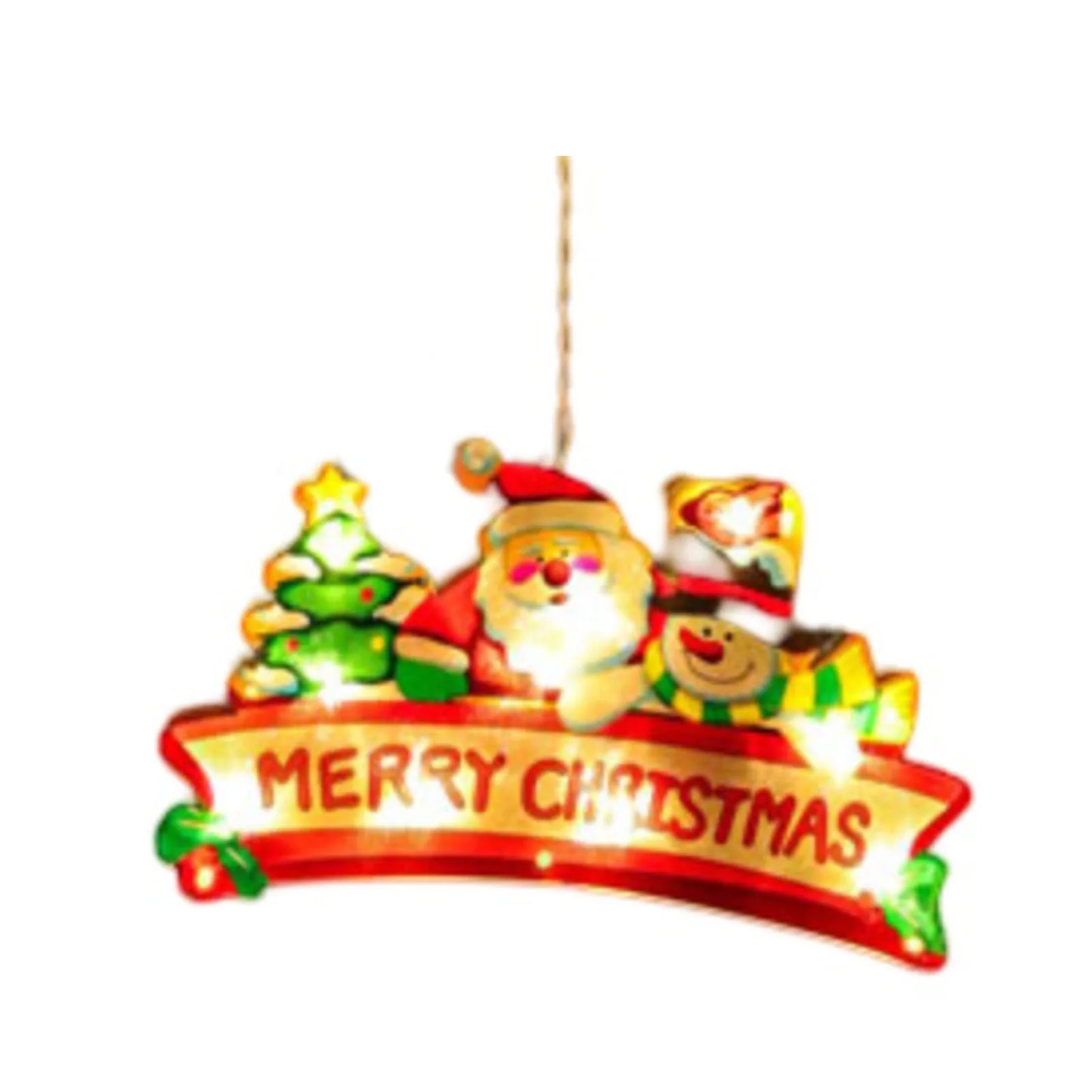 Decorazione Natalizia Luminosa con Ventosa - Pupazzo di Neve e Babbo Natale per Finestre